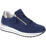 Blaue Gabor Runde Low Sneaker mit Reißverschluss in Normalweite aus Veloursleder mit herausnehmbarem Fußbett für Damen Größe 40,5 