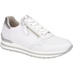 Weiße Gabor Runde Low Sneaker mit Reißverschluss in Normalweite aus Glattleder mit herausnehmbarem Fußbett für Damen Größe 40,5 