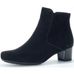 Schwarze Gabor Ankle Boots & Klassische Stiefeletten mit Reißverschluss aus Veloursleder mit herausnehmbarem Fußbett für Damen Größe 38 