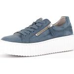 Reduzierte Blaue Gabor Low Sneaker mit Schnürsenkel in Breitweite aus Glattleder für Damen Größe 39 