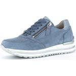Reduzierte Aquablaue Gabor Comfort Low Sneaker mit Schnürsenkel in Breitweite aus Veloursleder für Damen Größe 38 mit Absatzhöhe bis 3cm 