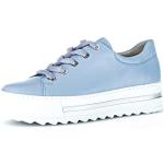 Blaue Gabor Comfort Low Sneaker mit Schnürsenkel in Breitweite aus Glattleder für Damen Größe 38 mit Absatzhöhe bis 3cm 