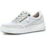 Weiße Gabor Comfort Low Sneaker mit Schnürsenkel in Breitweite aus Glattleder für Damen Größe 38,5 mit Absatzhöhe bis 3cm 