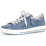 Reduzierte Blaue Gabor Comfort Low Sneaker mit Schnürsenkel in Breitweite aus Glattleder für Damen Größe 39 mit Absatzhöhe bis 3cm 