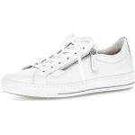 Weiße Gabor Comfort Low Sneaker mit Schnürsenkel in Breitweite aus Glattleder für Damen Größe 40 mit Absatzhöhe bis 3cm 