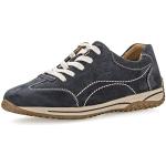 Blaue Gabor Comfort Low Sneaker mit Schnürsenkel in Breitweite aus Veloursleder für Damen Größe 41 mit Absatzhöhe bis 3cm 