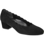 Schwarze Gabor Comfort Runde Damenpumps in Normalweite aus Veloursleder mit herausnehmbarem Fußbett mit Absatzhöhe 5cm bis 7cm 