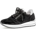 Schwarze Gabor Comfort Low Sneaker mit Reißverschluss aus Veloursleder für Damen Größe 43 