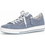 Blaue Gabor Comfort Low Sneaker mit Reißverschluss aus Veloursleder für Damen Größe 40,5 