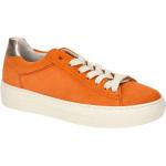 Orange Gabor Comfort Runde Low Sneaker in Normalweite aus Veloursleder mit herausnehmbarem Fußbett für Damen 