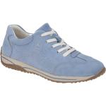 Hellblaue Gabor Comfort Runde Low Sneaker in Normalweite aus Nubukleder mit herausnehmbarem Fußbett für Damen 