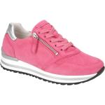 Pinke Gabor Comfort Runde Low Sneaker mit Reißverschluss in Normalweite aus Veloursleder mit herausnehmbarem Fußbett für Damen 