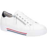Reduzierte Weiße Gabor Comfort Runde Plateauabsatz Low Sneaker mit Reißverschluss in Normalweite aus Glattleder mit herausnehmbarem Fußbett für Damen Größe 39,5 