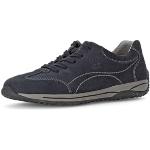 Reduzierte Blaue Gabor Comfort Low Sneaker mit Schnürsenkel in Breitweite aus Veloursleder mit herausnehmbarem Fußbett für Damen Größe 37 