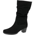 Schwarze Elegante Gabor Comfort Ankle Boots & Klassische Stiefeletten mit Reißverschluss aus Nubukleder für Damen Größe 39,5 