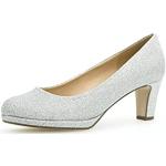 Reduzierte Silberne Elegante Gabor Trichterabsatz High Heels & Stiletto-Pumps in Breitweite aus Leder für Damen Größe 38 