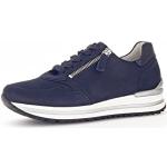 Blaue Gabor Low Sneaker mit Reißverschluss in Breitweite aus Veloursleder mit herausnehmbarem Fußbett für Damen Größe 38,5 