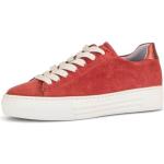 Rote Gabor Low Sneaker mit Schnürsenkel aus Veloursleder leicht für Damen Größe 37 