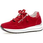 Reduzierte Rote Gabor Low Sneaker mit Reißverschluss in Breitweite aus Glattleder für Damen Größe 38,5 