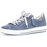 Blaue Gabor Low Sneaker mit Reißverschluss in Breitweite aus Veloursleder für Damen Größe 40 