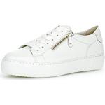 Reduzierte Weiße Gabor Low Sneaker mit Schnürsenkel in Breitweite aus Glattleder für Damen Größe 37,5 