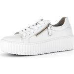 Reduzierte Weiße Gabor Low Sneaker mit Schnürsenkel in Breitweite aus Glattleder mit herausnehmbarem Fußbett für Damen Größe 37 