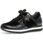 Reduzierte Schwarze Gabor Low Sneaker mit Reißverschluss in Breitweite aus Veloursleder für Damen Größe 42 