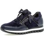 Reduzierte Marineblaue Gabor Low Sneaker mit Reißverschluss in Breitweite aus Veloursleder mit herausnehmbarem Fußbett für Damen Größe 40,5 
