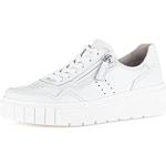 Reduzierte Weiße Gabor Low Sneaker mit Reißverschluss in Breitweite aus Glattleder für Damen Größe 40 