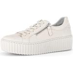Weiße Gabor Low Sneaker mit Reißverschluss in Breitweite aus Glattleder für Damen Größe 39 