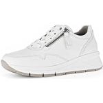 Reduzierte Weiße Gabor Low Sneaker mit Reißverschluss in Breitweite aus Veloursleder für Damen Größe 40,5 