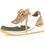 Olivgrüne Gabor Cara Low Sneaker mit Schnürsenkel in Breitweite aus Glattleder mit herausnehmbarem Fußbett für Damen Größe 37,5 