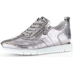 Reduzierte Silberne Gabor Low Sneaker mit Schnürsenkel in Breitweite aus Glattleder für Damen Größe 37,5 