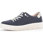 Reduzierte Blaue Gabor Low Sneaker mit Schnürsenkel in Normalweite aus Glattleder mit herausnehmbarem Fußbett für Damen Größe 42,5 