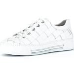 Reduzierte Weiße Gabor Low Sneaker mit Schnürsenkel in Breitweite aus Glattleder für Damen Größe 40,5 