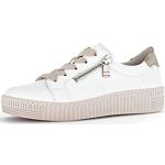 Reduzierte Weiße Gabor Low Sneaker mit Reißverschluss in Breitweite aus Glattleder mit herausnehmbarem Fußbett für Damen Größe 40 