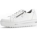 Reduzierte Weiße Gabor Low Sneaker mit Reißverschluss aus Glattleder für Damen Größe 42,5 