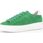 Grüne Gabor Low Sneaker mit Schnürsenkel aus Glattleder für Damen Größe 40 