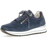 Reduzierte Marineblaue Gabor Low Sneaker mit Reißverschluss in Breitweite aus Glattleder mit herausnehmbarem Fußbett für Damen Größe 38 