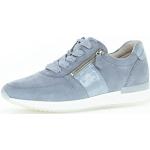 Blaue Gabor Low Sneaker mit Reißverschluss in Normalweite aus Glattleder mit herausnehmbarem Fußbett für Damen Größe 38 