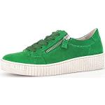 Grüne Gabor Low Sneaker mit Reißverschluss in Normalweite aus Veloursleder mit herausnehmbarem Fußbett für Damen Größe 40,5 