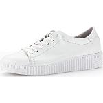 Reduzierte Weiße Gabor Low Sneaker mit Schnürsenkel in Normalweite aus Veloursleder mit herausnehmbarem Fußbett für Damen Größe 43 