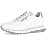 Silberne Gabor Low Sneaker mit Schnürsenkel in Breitweite aus Glattleder mit herausnehmbarem Fußbett für Damen Größe 40 
