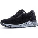 Schwarze Gabor Low Sneaker mit Reißverschluss in Breitweite aus Glattleder mit herausnehmbarem Fußbett für Damen Größe 42,5 