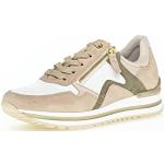 Goldene Gabor Low Sneaker mit Schnürsenkel in Breitweite aus Glattleder mit herausnehmbarem Fußbett für Damen Größe 40,5 