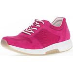 Reduzierte Pinke Gabor Low Sneaker mit Schnürsenkel aus Leder mit herausnehmbarem Fußbett für Damen Größe 40,5 