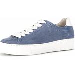 Reduzierte Blaue Gabor Heaven Low Sneaker mit Schnürsenkel aus Veloursleder mit herausnehmbarem Fußbett für Damen Größe 39 