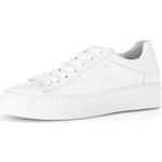 Reduzierte Weiße Gabor Low Sneaker mit Schnürsenkel aus Leder mit herausnehmbarem Fußbett für Damen Größe 39 