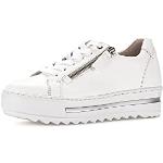 Reduzierte Weiße Gabor Low Sneaker mit Reißverschluss in Breitweite aus Veloursleder mit herausnehmbarem Fußbett für Damen Größe 37 