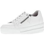 Reduzierte Weiße Gabor Low Sneaker mit Schnürsenkel in Breitweite aus Veloursleder mit herausnehmbarem Fußbett für Damen Größe 37,5 